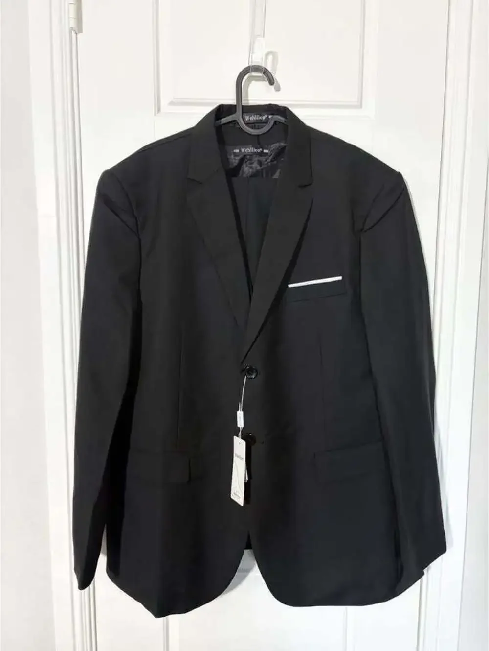 Wehilion Men's 3 Piece Slim Fit Formal Suit Set 2 Button Blazer Size Small Black
